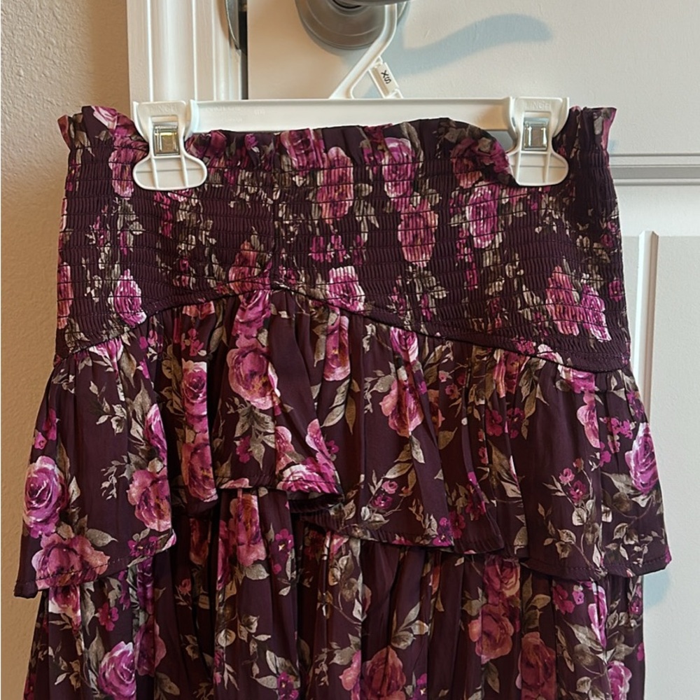 Floral Ruffle Skirt - Purple and Pink